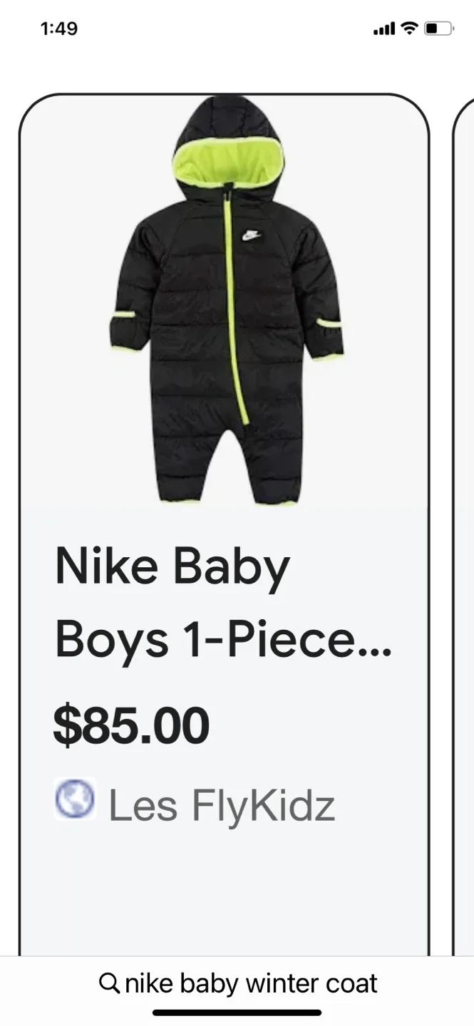 Nike Baby 9M Snowsuit - Black & Neon Yellow image indicator(4)