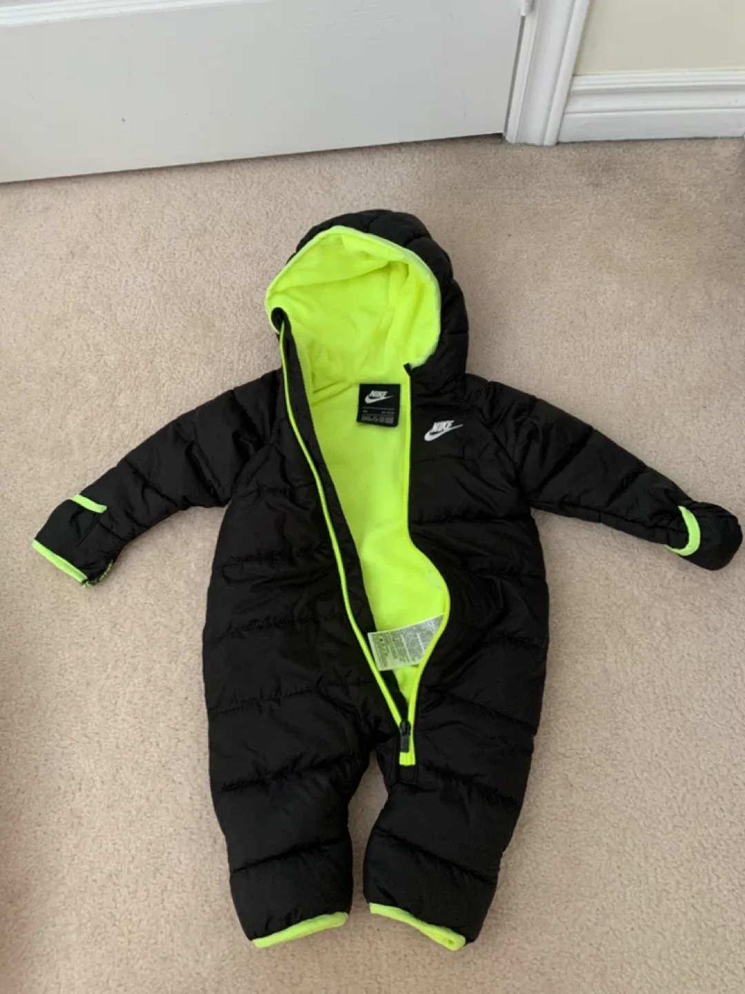 Nike Baby 9M Snowsuit - Black & Neon Yellow image indicator(2)