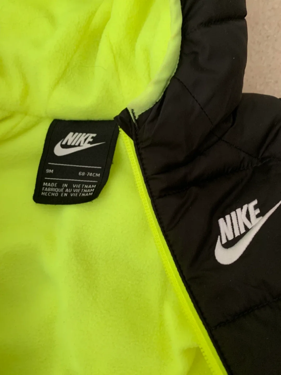 Nike Baby 9M Snowsuit - Black & Neon Yellow image indicator(3)