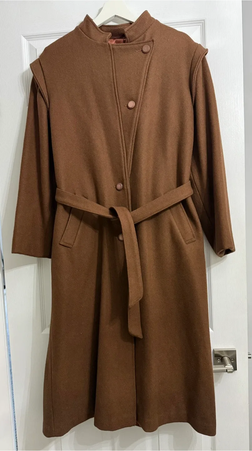 Fashion Gems Vintage Brown belted wool coat image indicator(2)