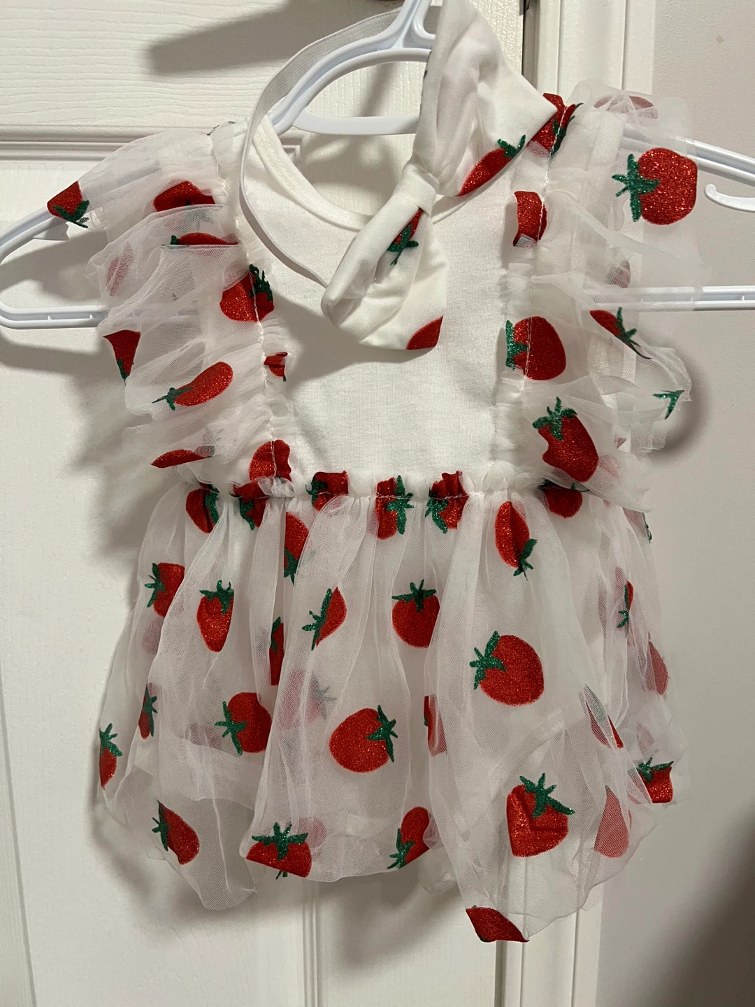 Strawberry Print Baby Dress with Headband