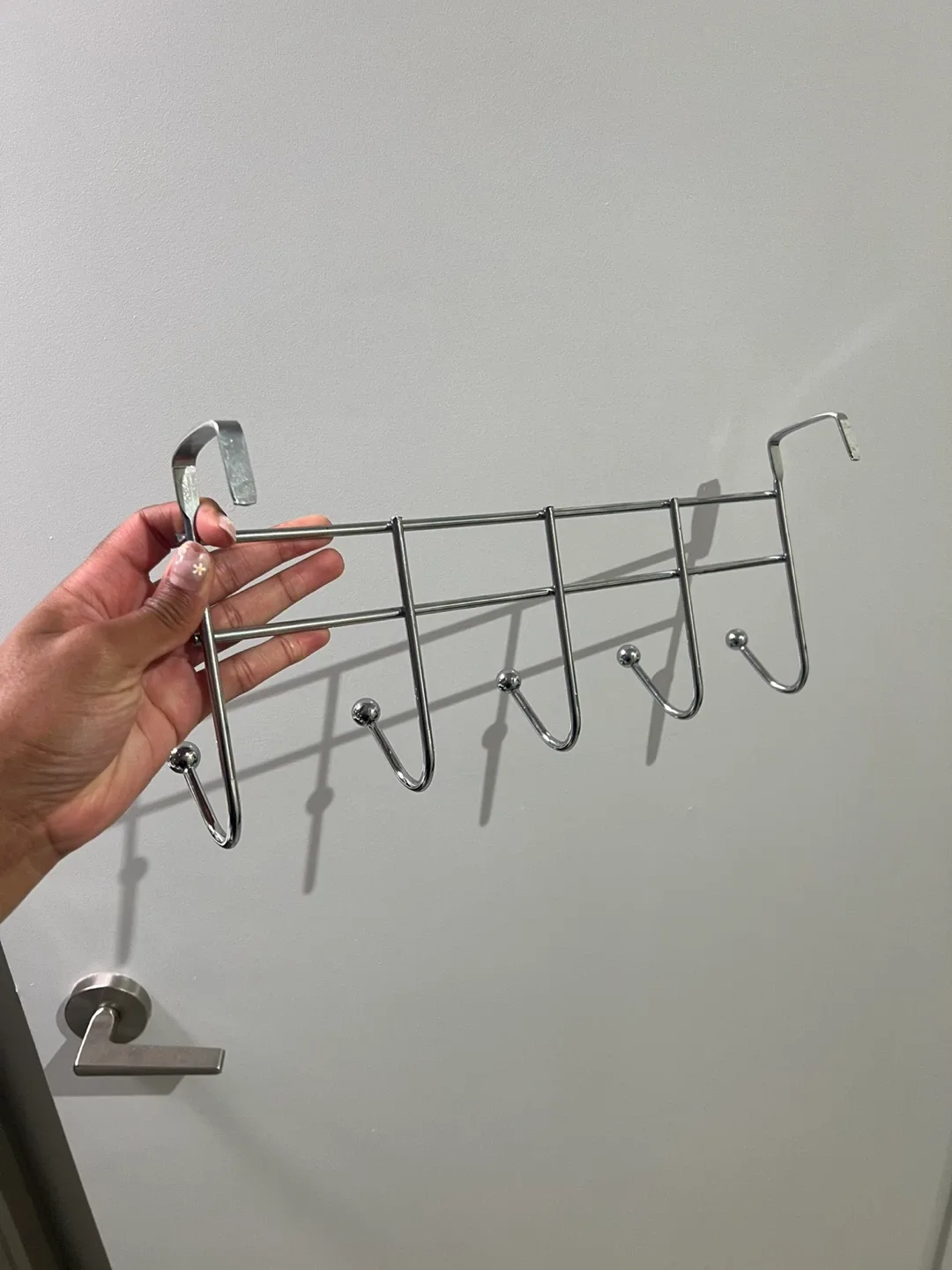 2x Over-the-Door Hook Racks - Black & Silver image indicator(4)