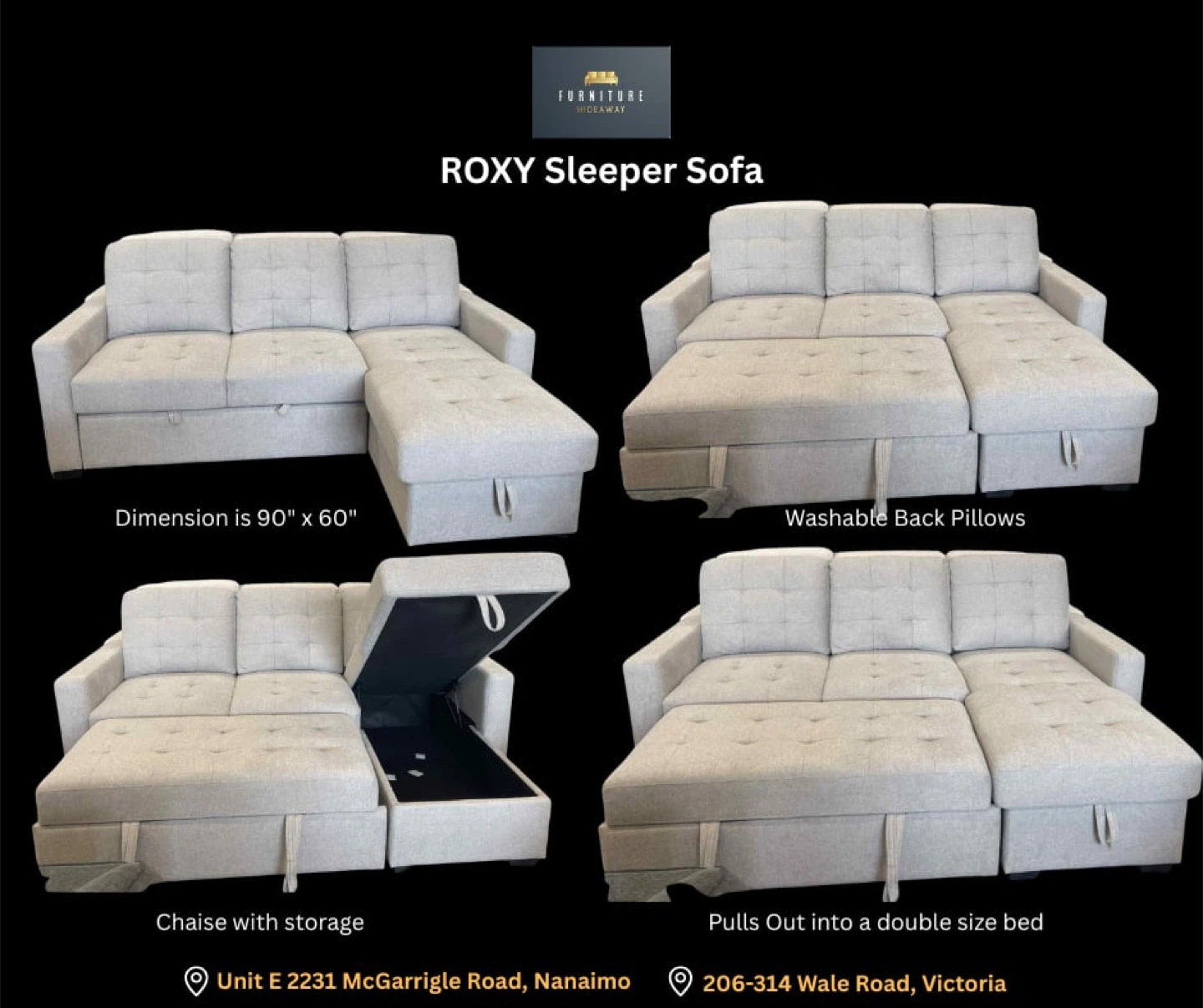 🛋️Reversible Sectional Sofa Bed with Storage 🛋️✨