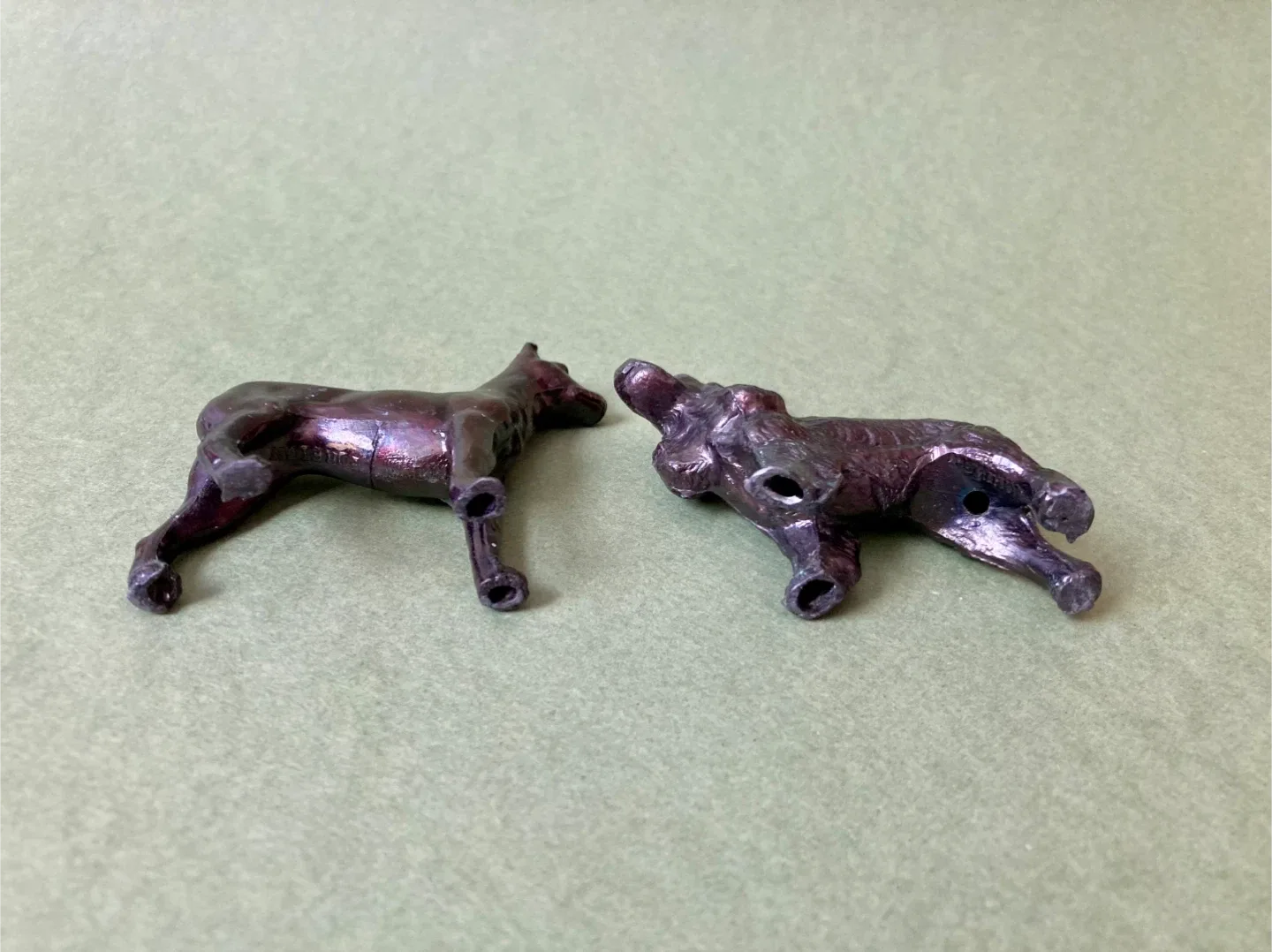 Pair of vintage cast bronze dog figurines image indicator(6)