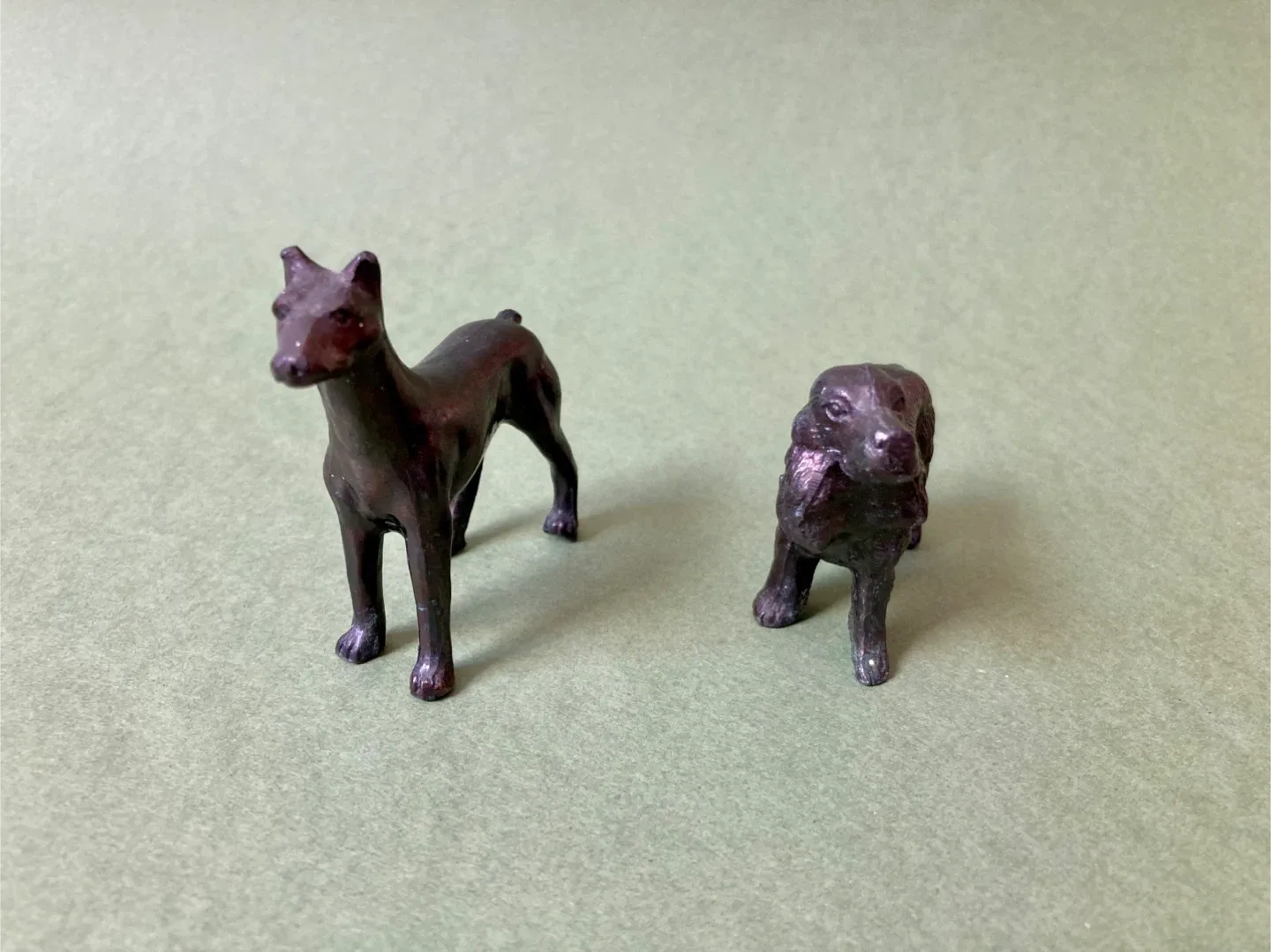 Pair of vintage cast bronze dog figurines image indicator(4)