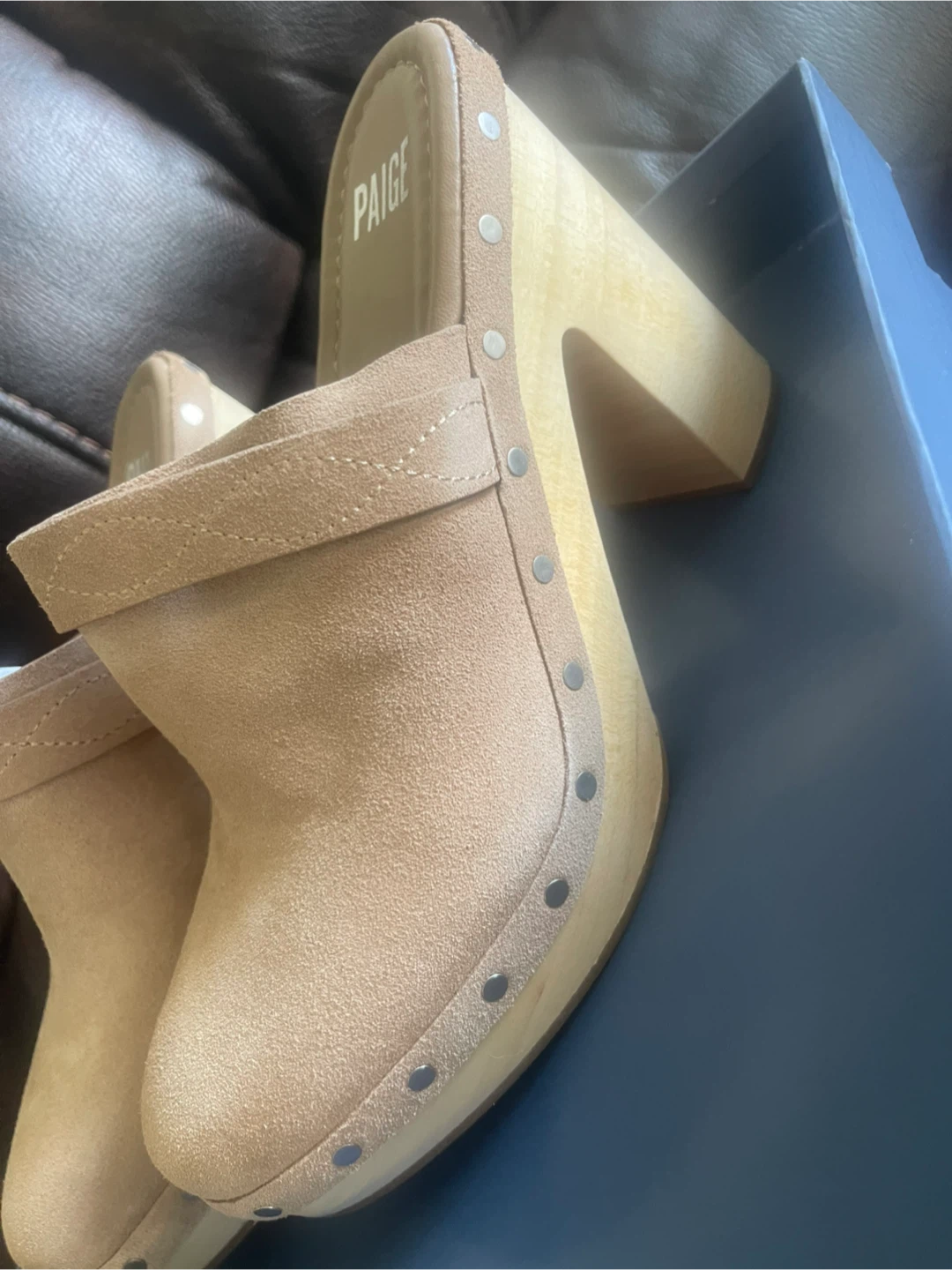 Paige Suede Leather Clogs - Size 9.5 - photo 4