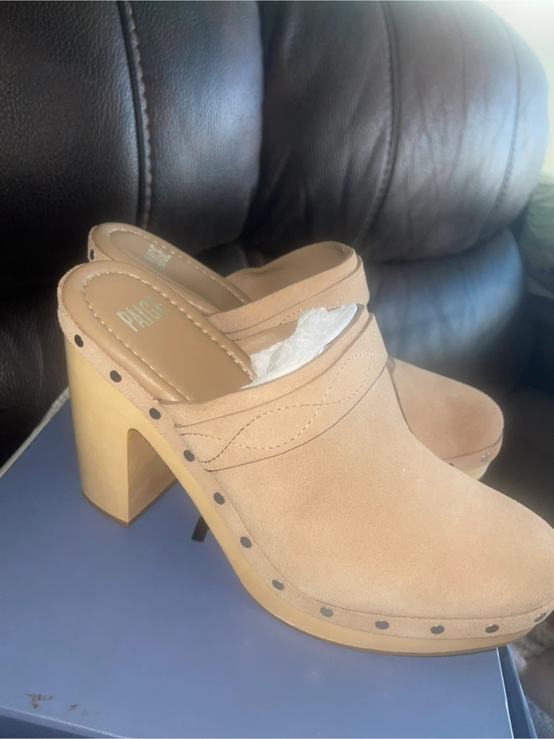 Paige Suede Leather Clogs - Size 9.5 - photo 2