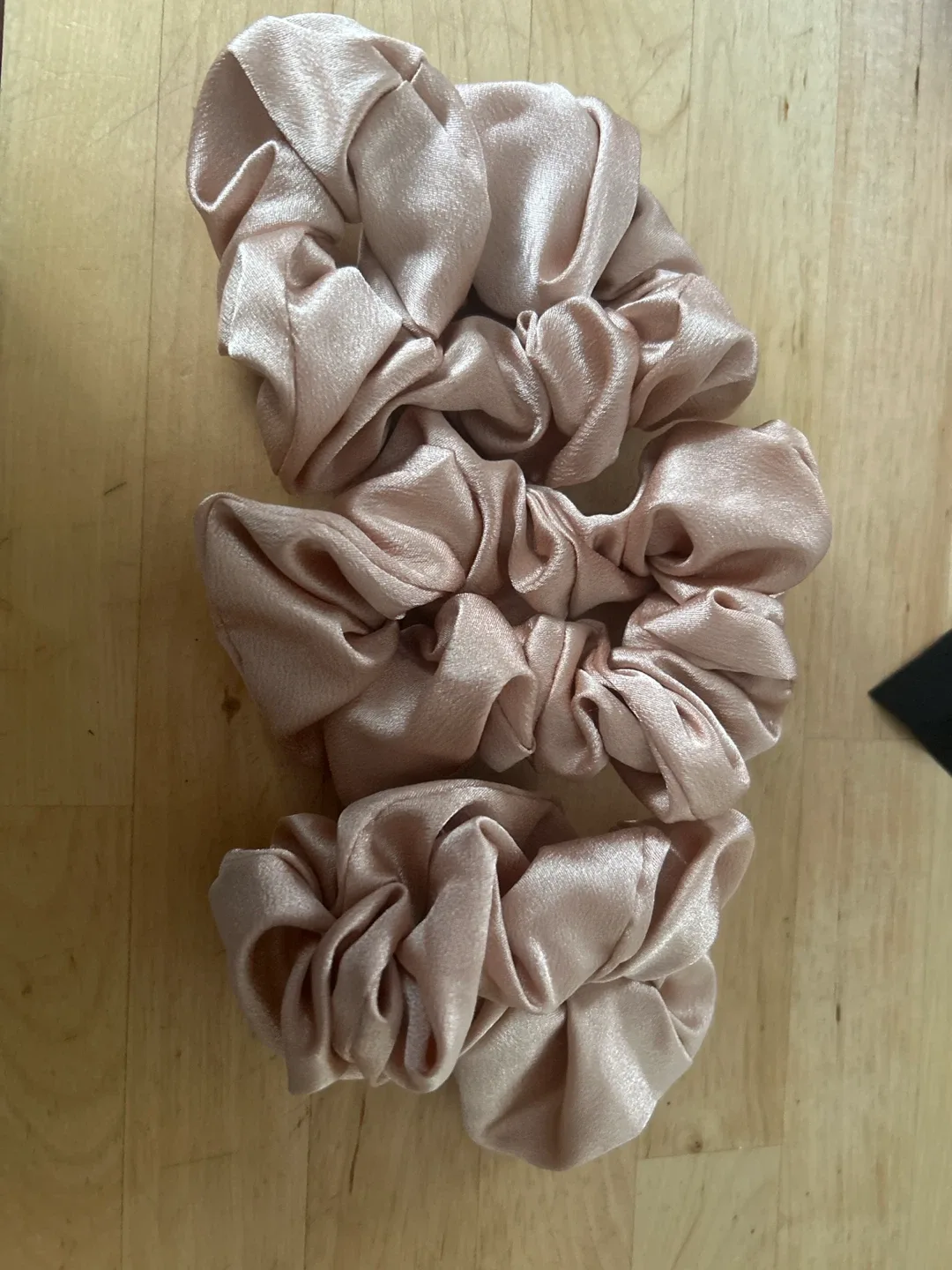 3 Pink Satin Scrunchies - Hair Accessories thumbnail