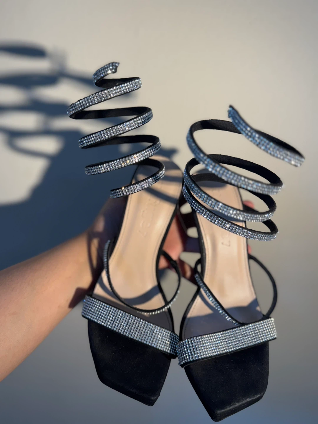 Refuge Black Rhinestone Heels - Size 7