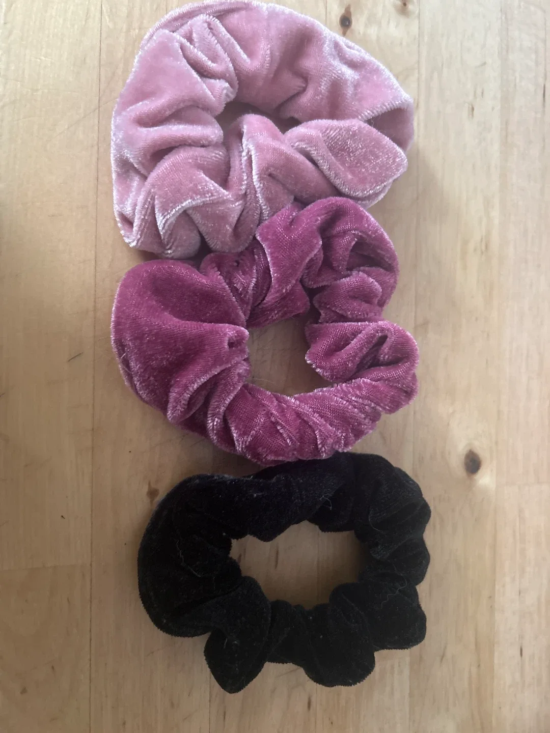 Velvet Scrunchies - Pink, Purple, Black - Set of 3 thumbnail