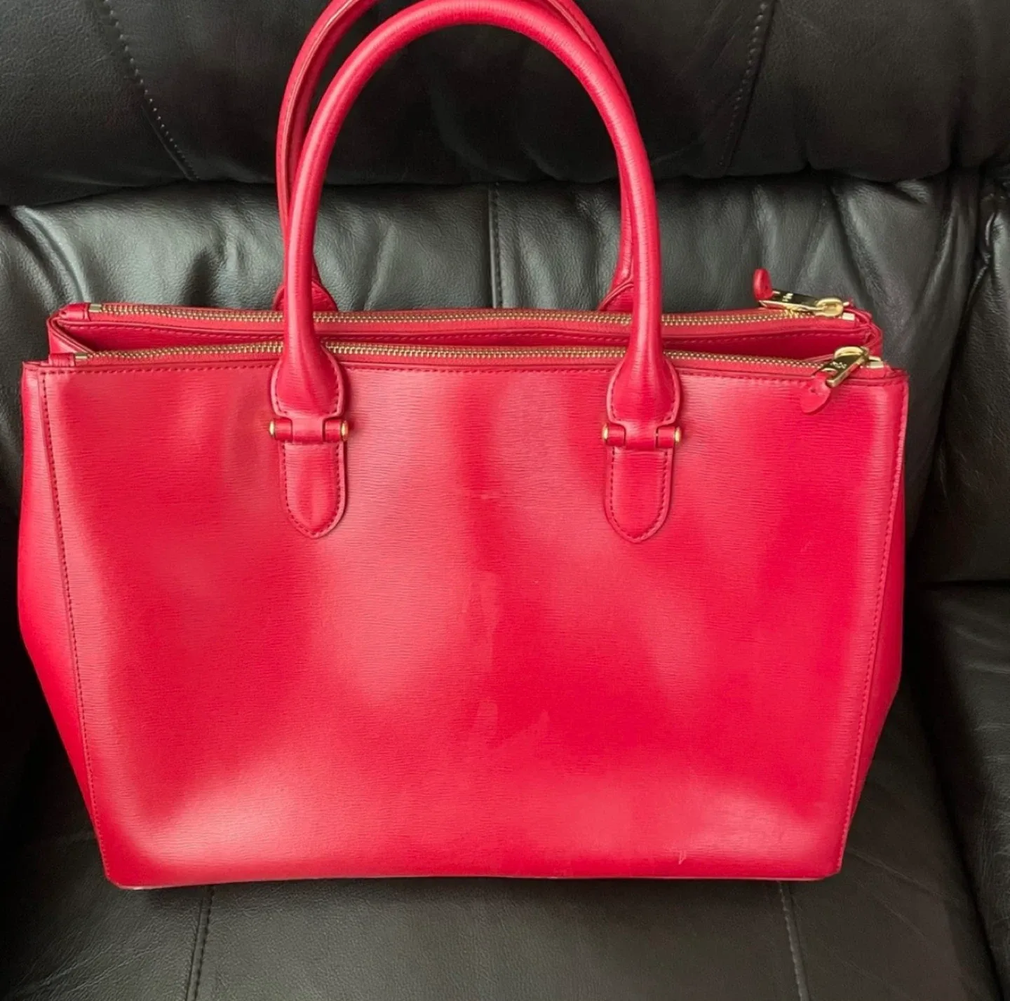 Ralph Lauren Red Newbury Double Zip Satchel Large Crossbody Bag image indicator(6)