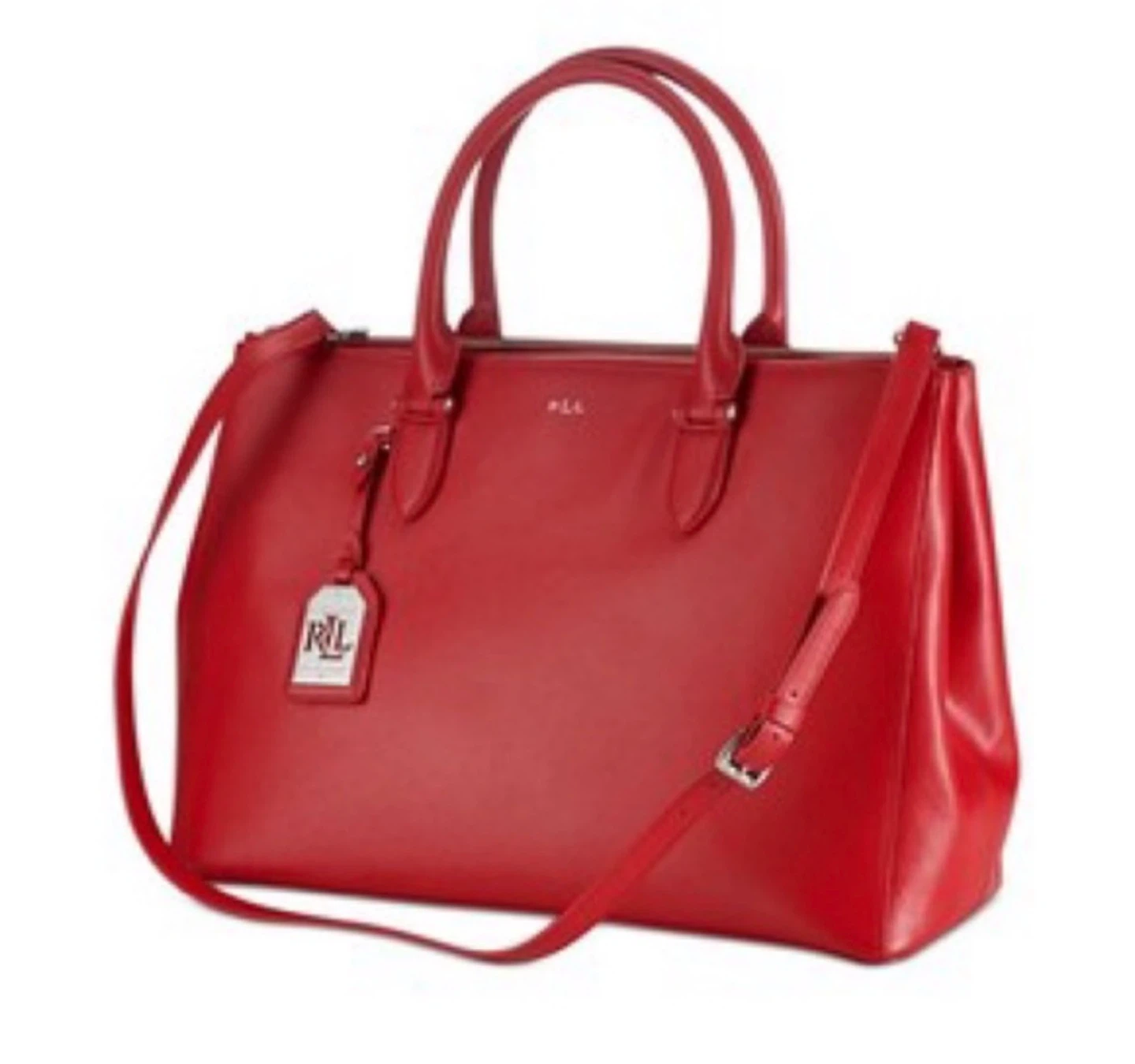 Ralph Lauren Red Newbury Double Zip Satchel Large Crossbody Bag - photo 2