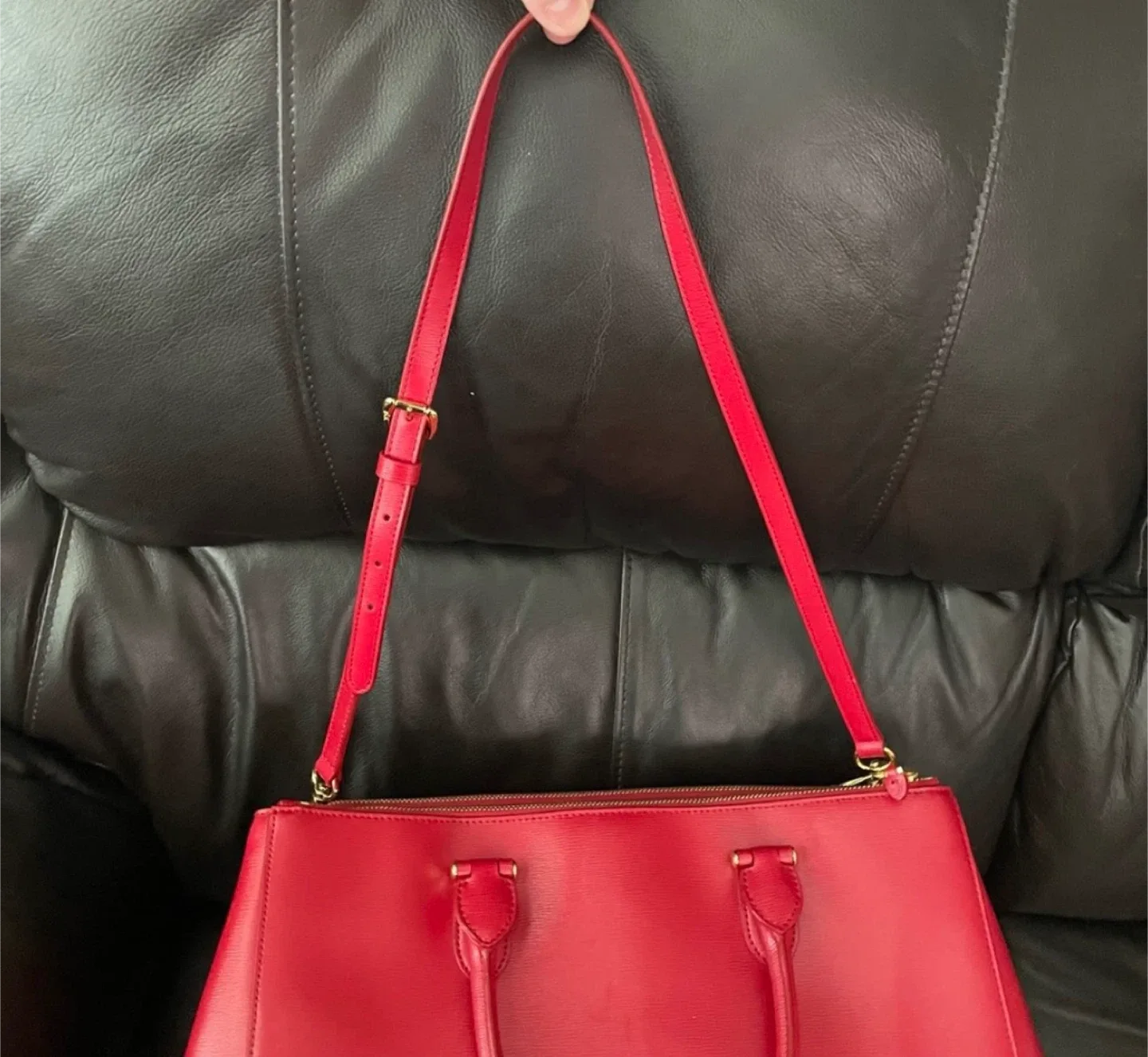 Ralph Lauren Red Newbury Double Zip Satchel Large Crossbody Bag image indicator(9)