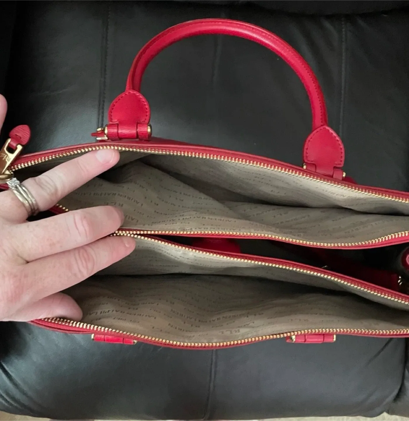 Ralph Lauren Red Newbury Double Zip Satchel Large Crossbody Bag image indicator(10)