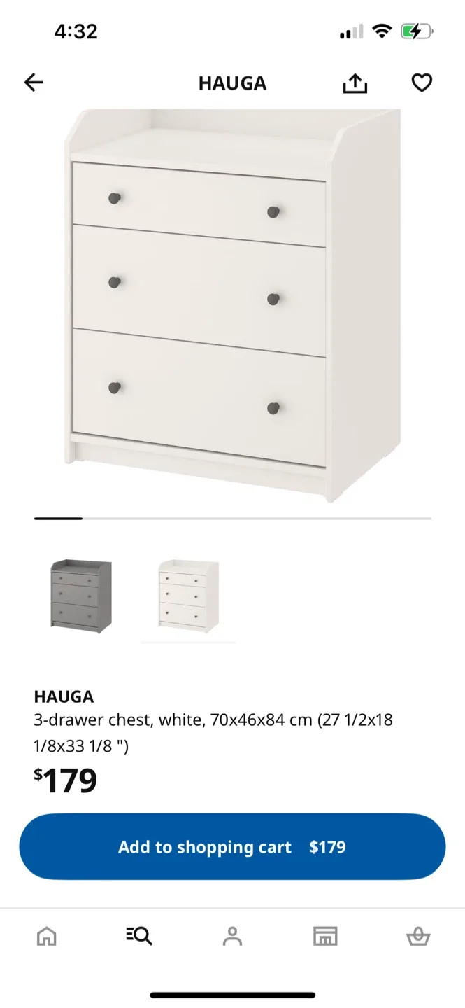 IKEA Hauga 3-Drawer Chest - White thumbnail