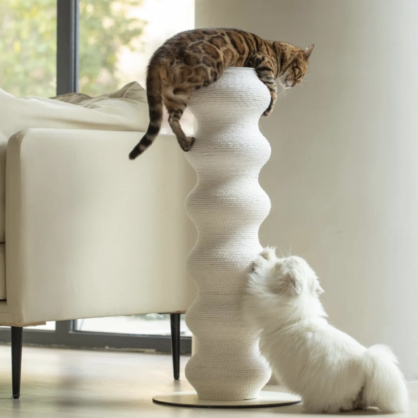 Modern White Cat Scratching Post image indicator(2)