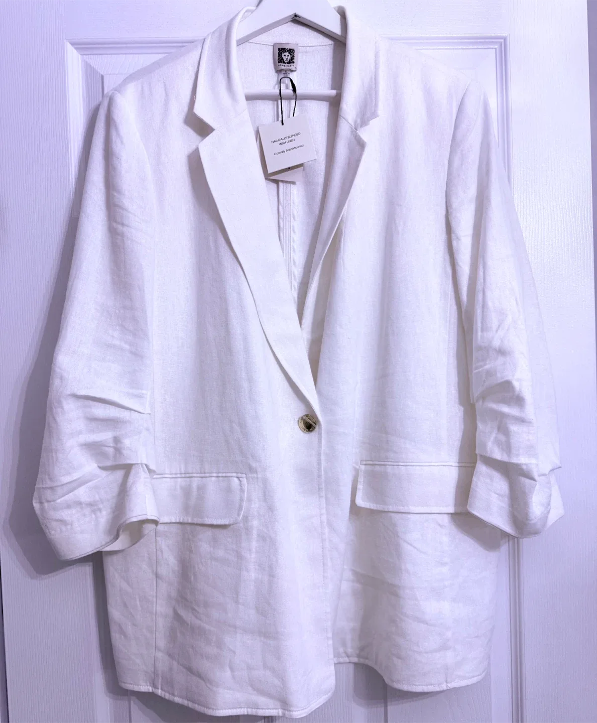 Anne Klein White Linen Blend Blazer - Size XL - New image indicator(2)
