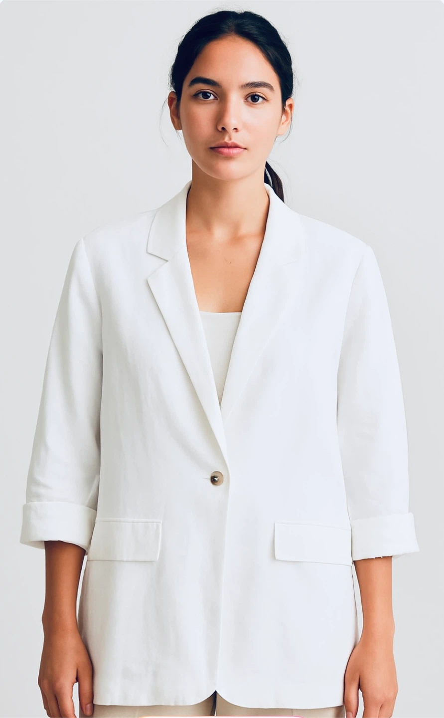 Anne Klein White Linen Blend Blazer - Size XL - New