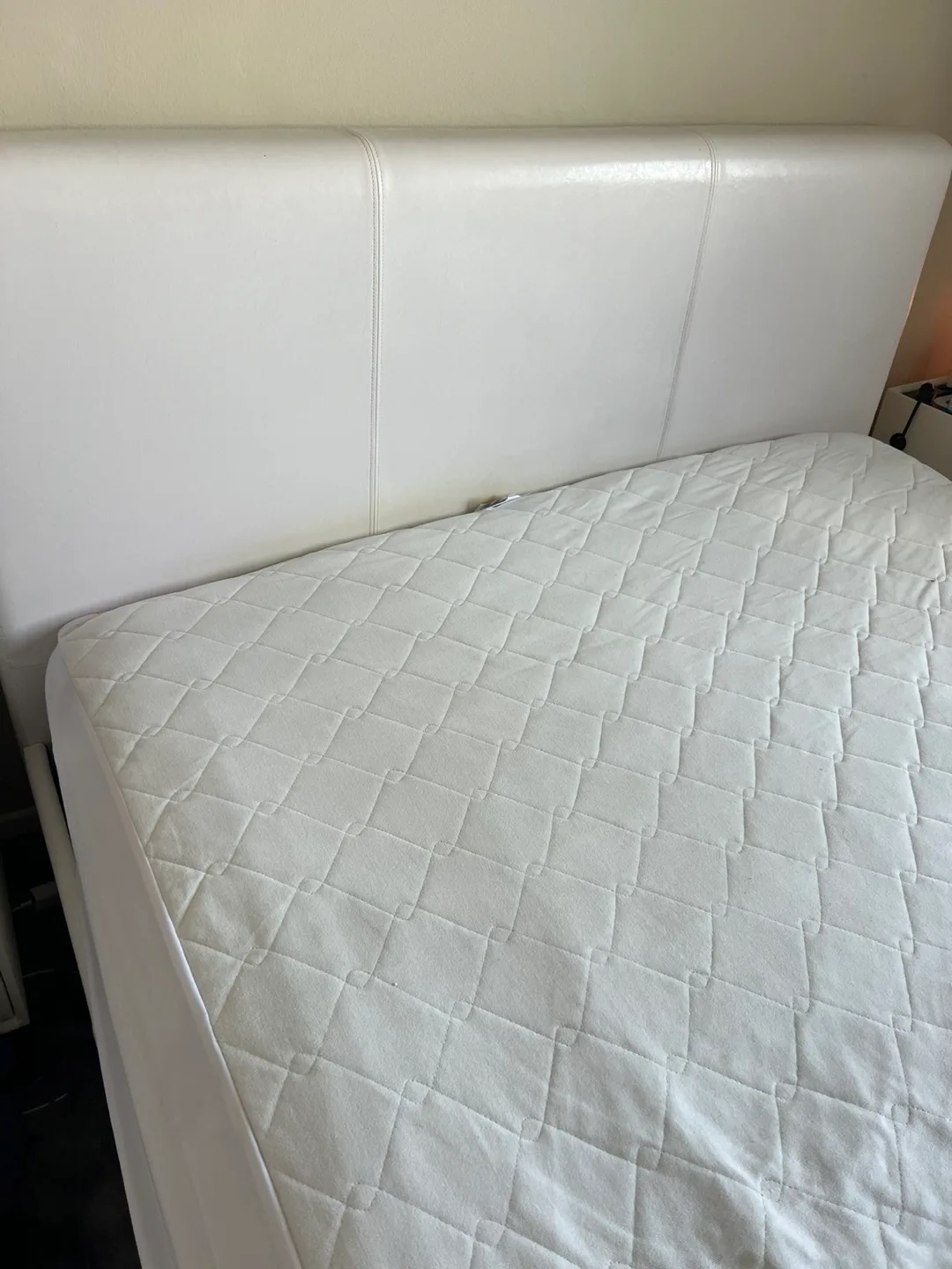 Queen size White Leather Bed Frame image indicator(4)