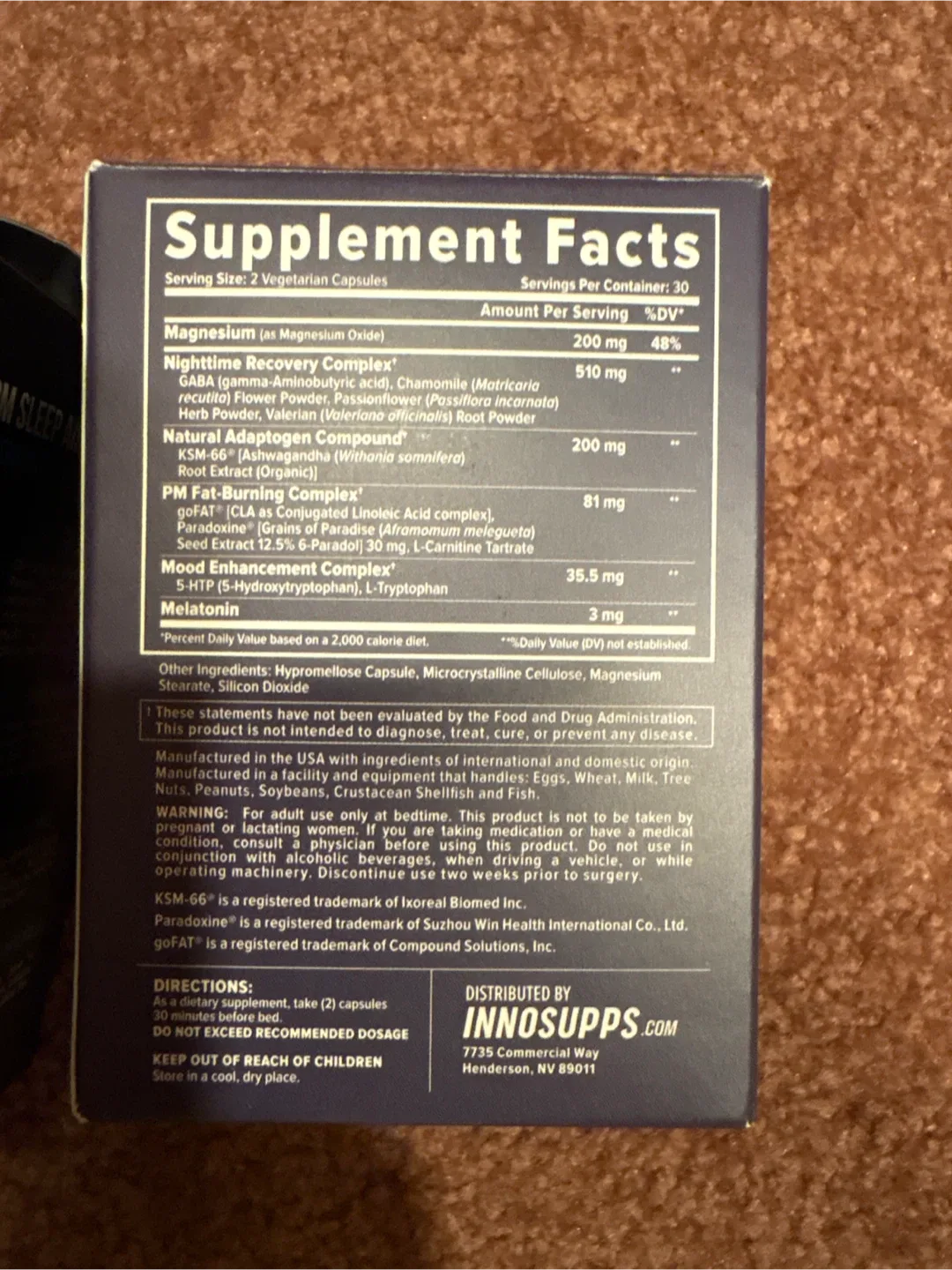 Inno Supps Night Shred Nighttime Fat Burner image indicator(5)