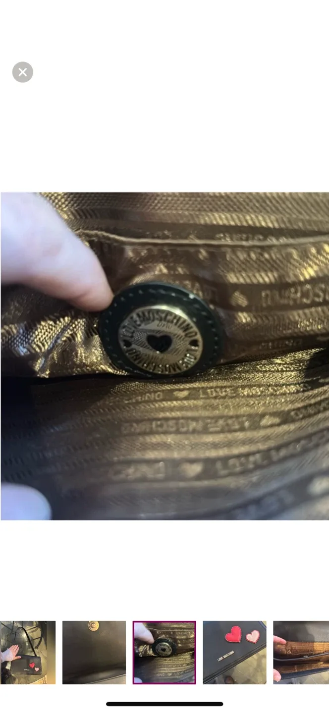 Love Moschino Black Shoulder Bag with Hearts image indicator(3)