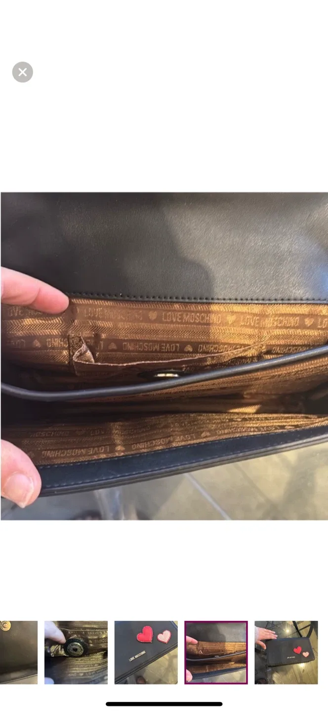 Love Moschino Black Shoulder Bag with Hearts image indicator(5)