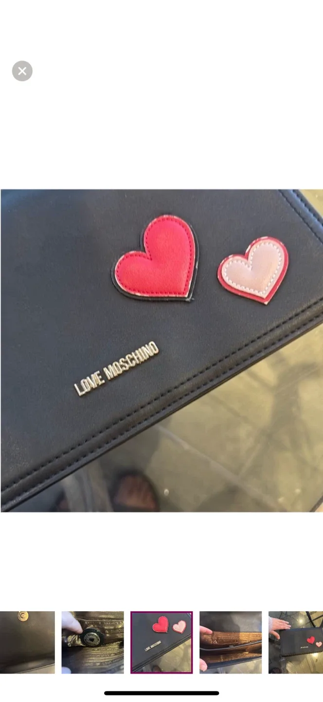 Love Moschino Black Shoulder Bag with Hearts image indicator(4)