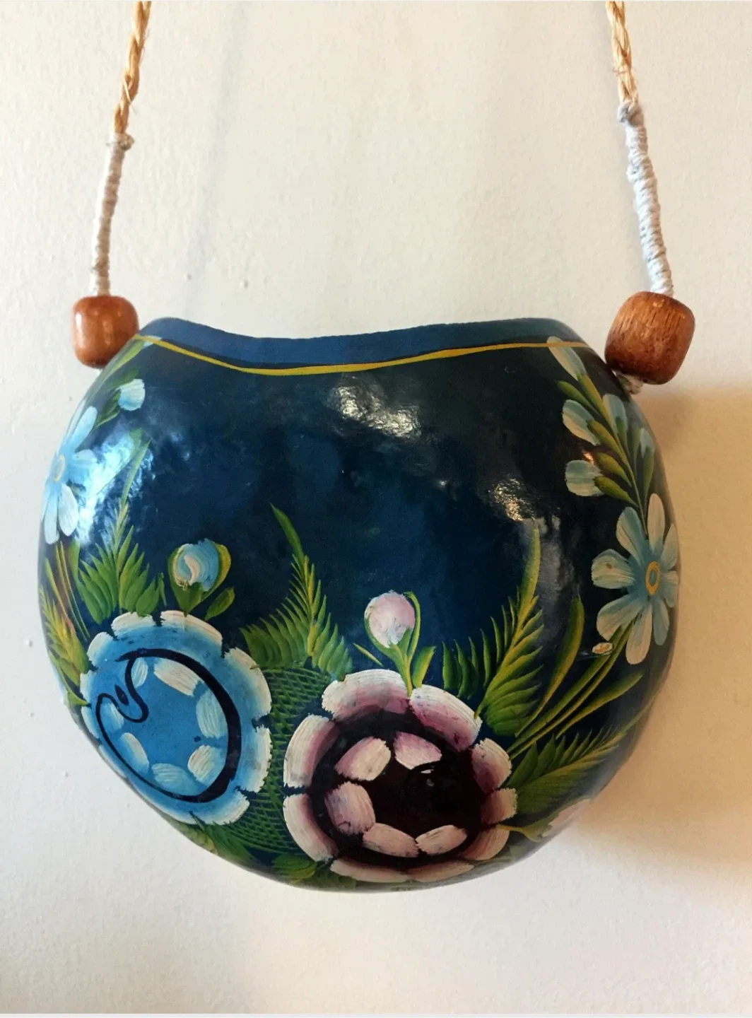 Vintage Hand-Painted Gourd Trinket Box & Planter image indicator(6)