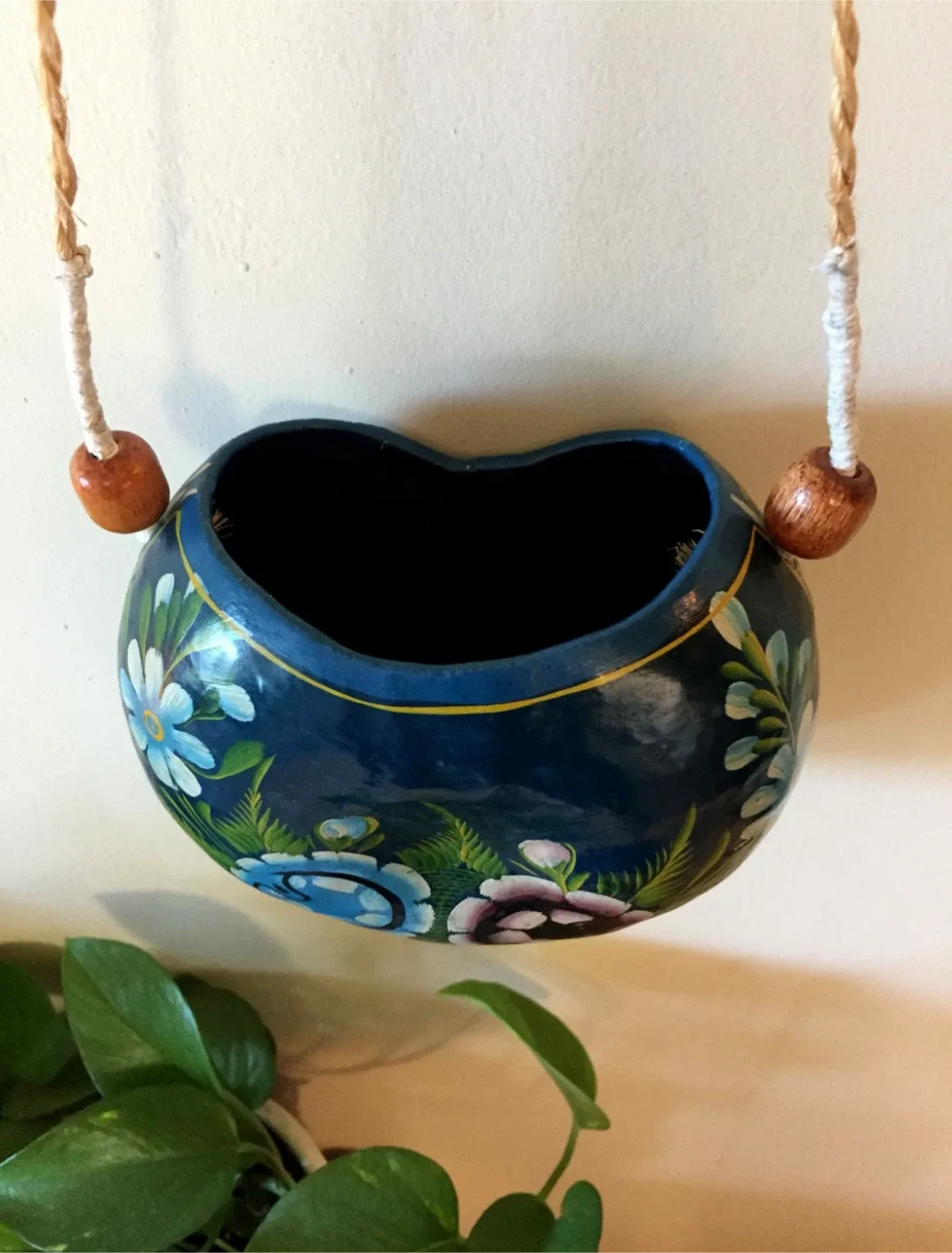 Vintage Hand-Painted Gourd Trinket Box & Planter image indicator(8)