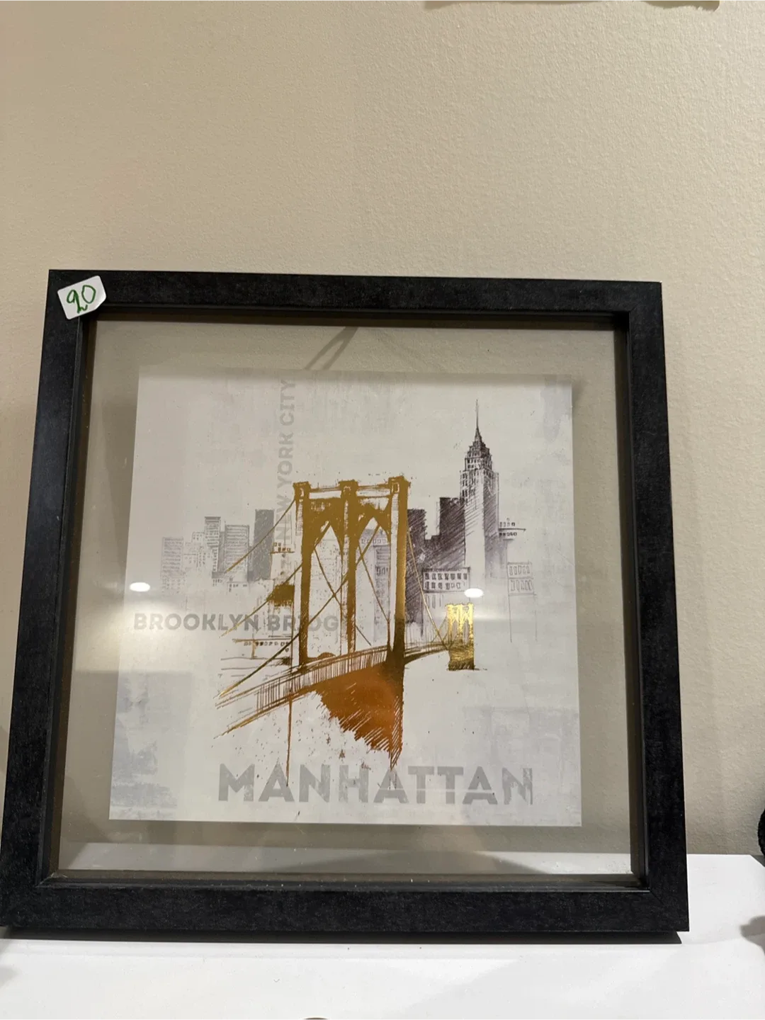 Framed Manhattan & Brooklyn Bridge Art thumbnail