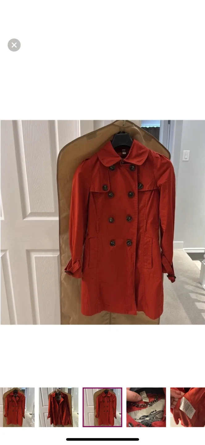 Burberry authentic London Red Trench Coat Size S image indicator(4)