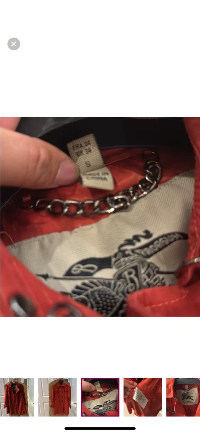 Burberry authentic London Red Trench Coat Size S image indicator(5)