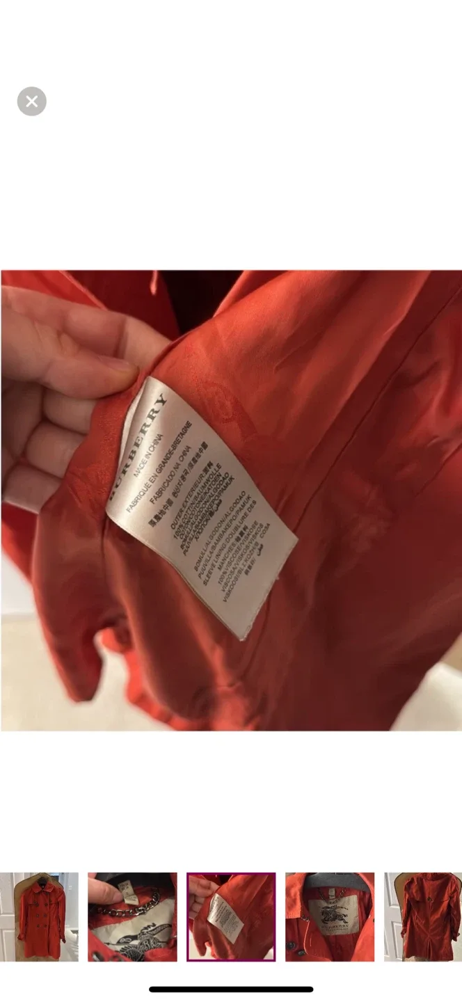 Burberry authentic London Red Trench Coat Size S image indicator(6)