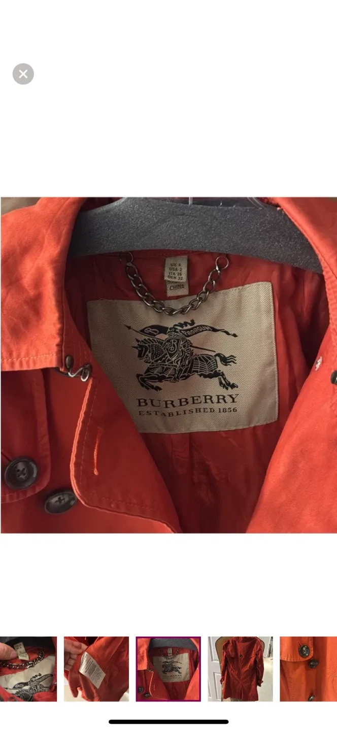 Burberry authentic London Red Trench Coat Size S image indicator(7)