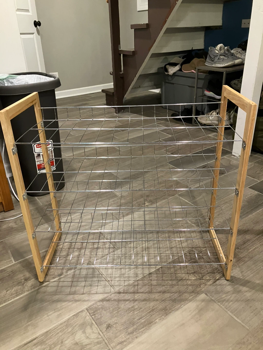 Wooden Frame Wire Shoe Rack