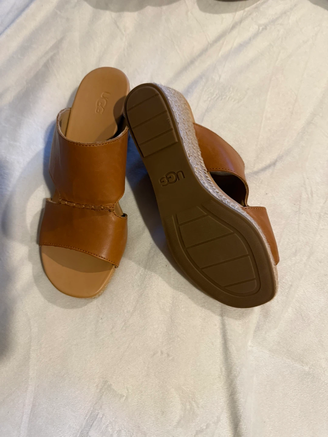 UGG Leather Wedge Sandals - Size 7