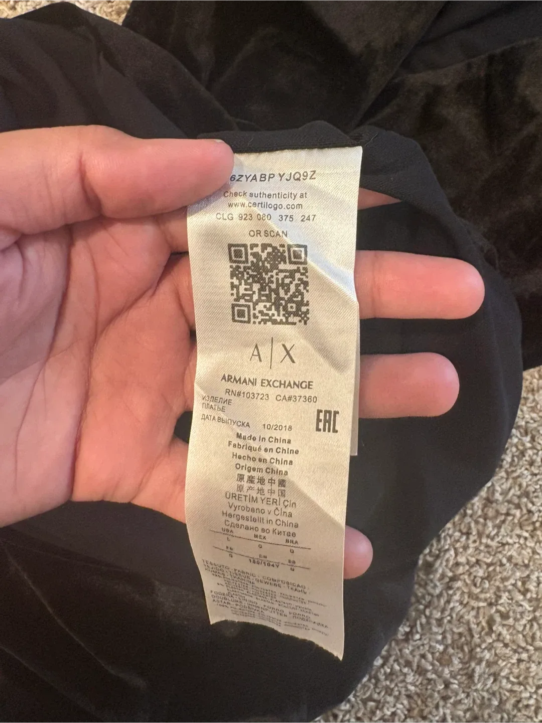 Armani Exchange Black Velvet Dress Size L image indicator(4)