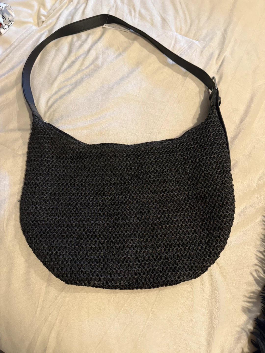Black Woven Shoulder Bag