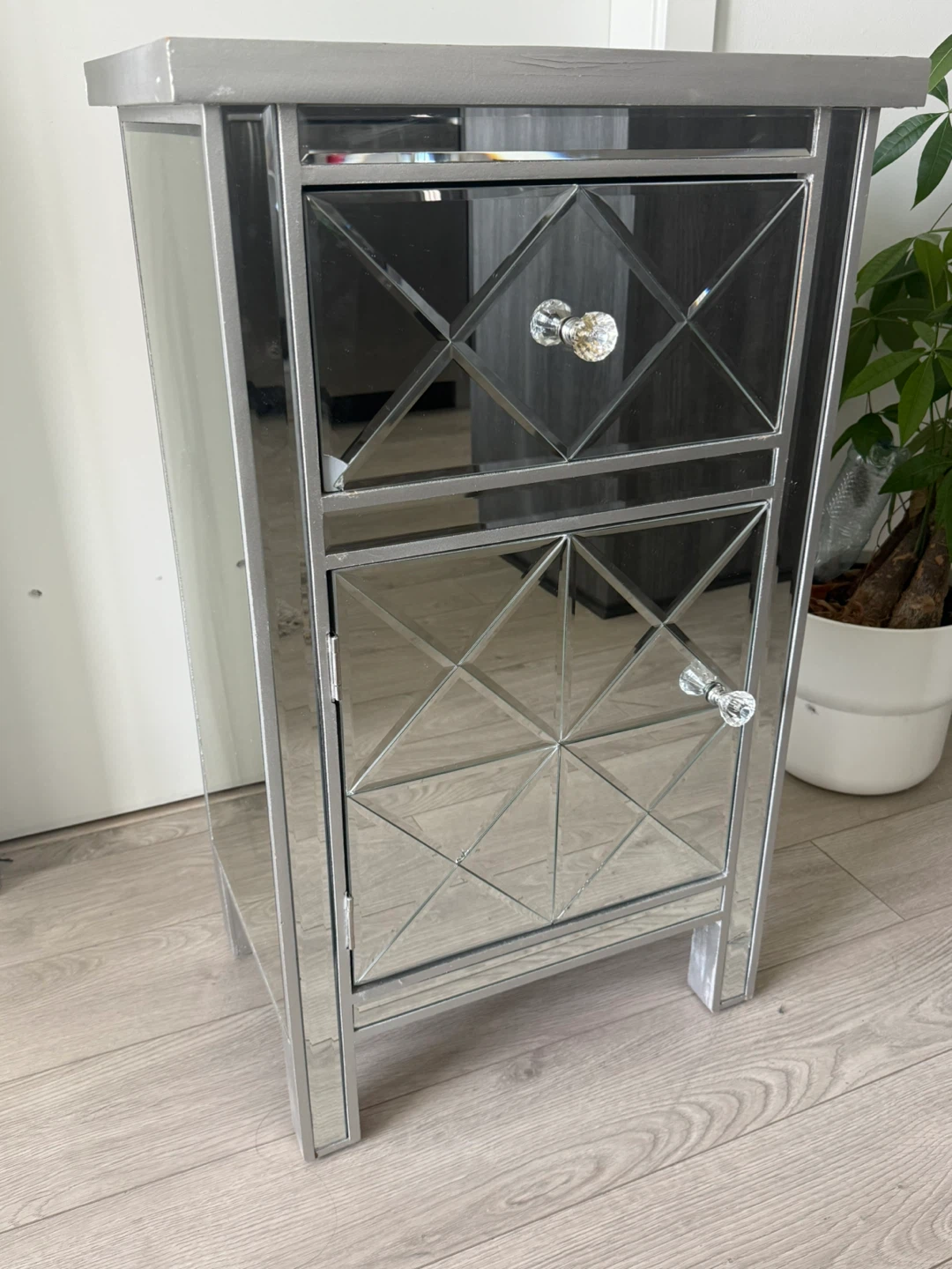 Mirrored Nightstand Bedside Table