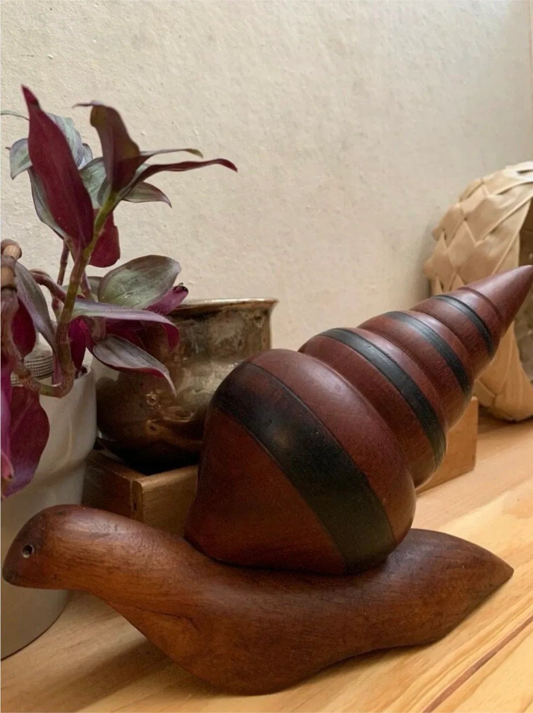 Vintage Wooden Snail Figurine image indicator(2)