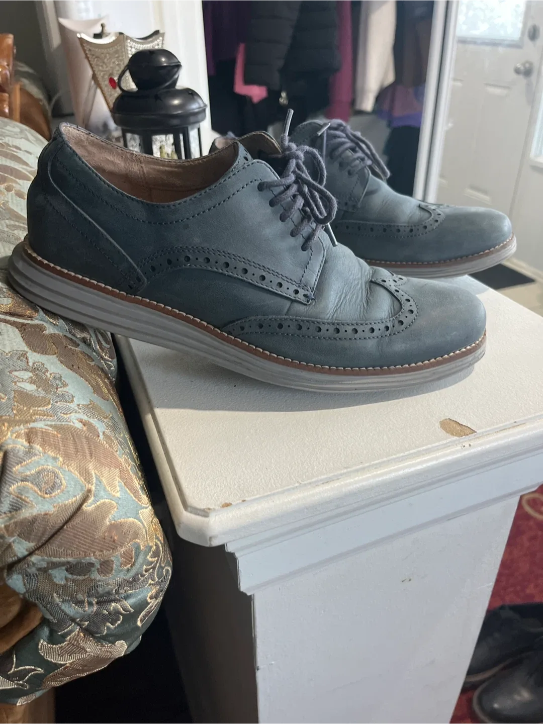 Cole Haan Blue Leather Wingtip Dress Shoes image indicator(2)