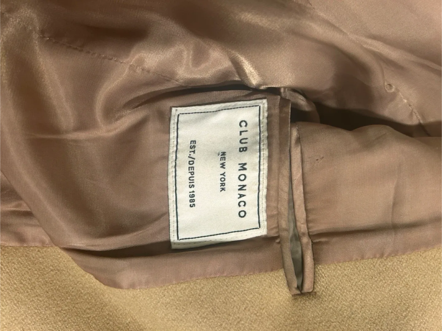 Club Monaco Tan Wool Blend Coat image indicator(4)
