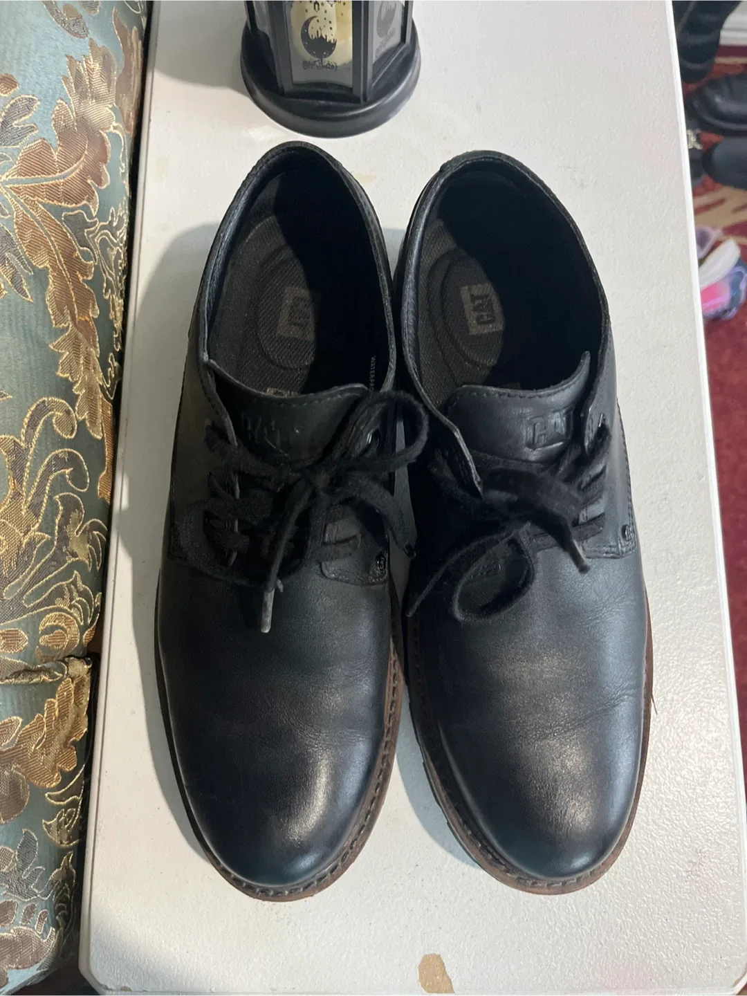 CAT Black Leather Oxford Shoes