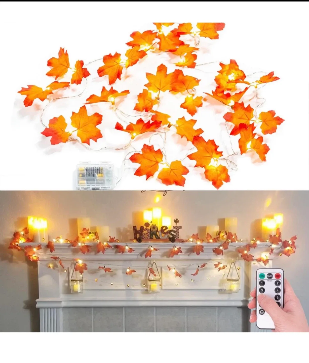 Maple Leaf String Lights - 10ft, 20 LEDs, brand new
