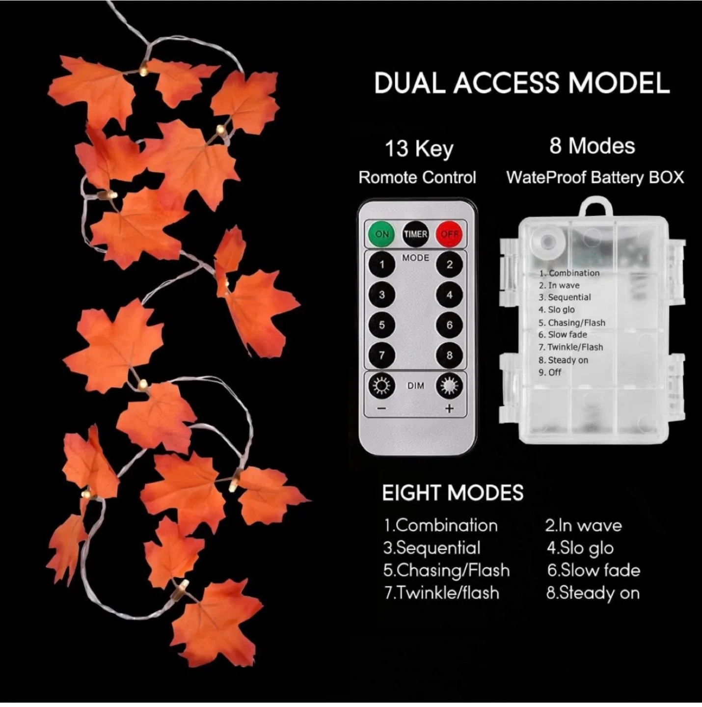 Maple Leaf String Lights - 10ft, 20 LEDs, brand new image indicator(2)