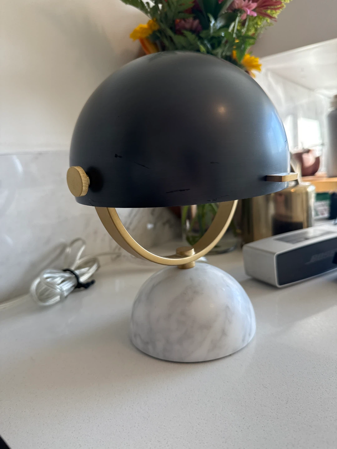 West Elm Mid-Century Table Lamp - Black & Marble - photo 3