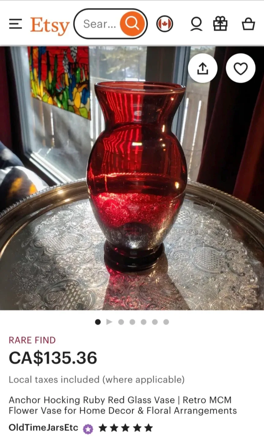 Vintage MCM Ruby Red Glass Vase image indicator(6)