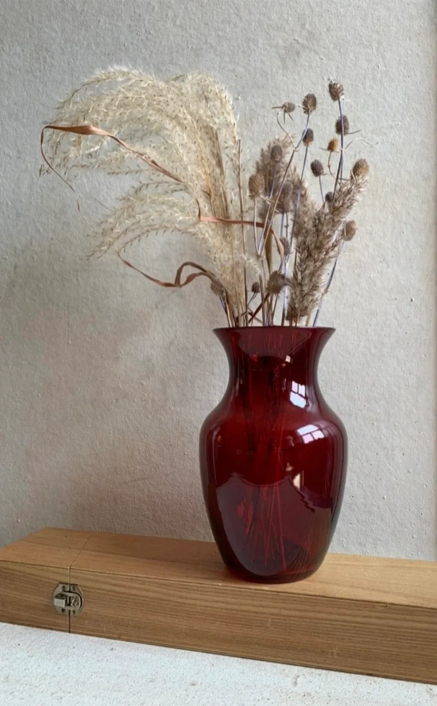 Vintage MCM Ruby Red Glass Vase image indicator(3)