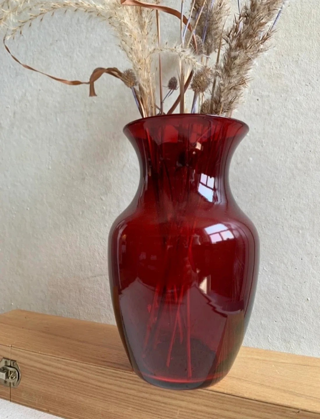 Vintage MCM Ruby Red Glass Vase image indicator(2)