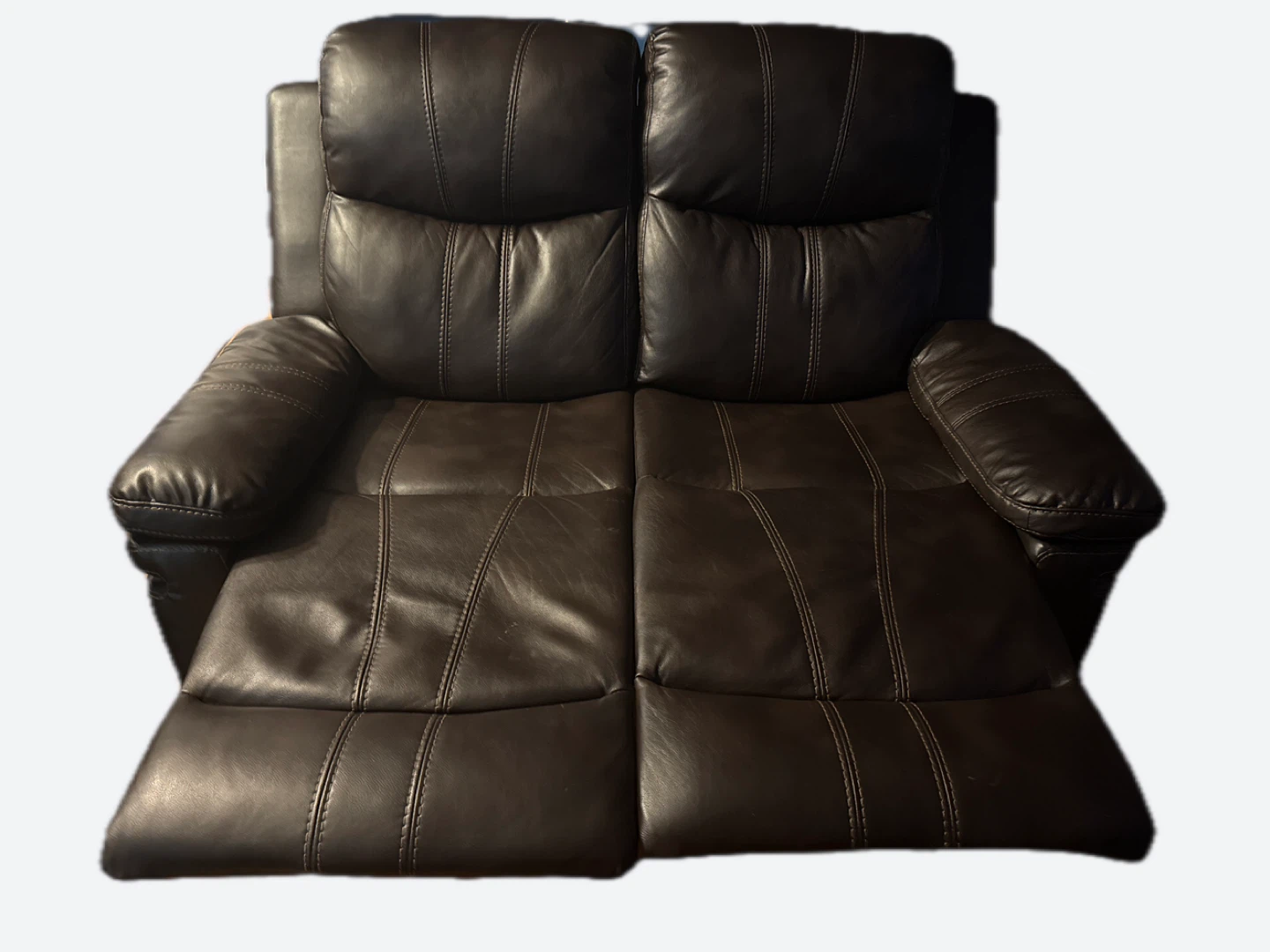 Brown Leather Loveseat Recliner - photo 2